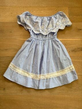 Altar’d State off shoulder broderie striped dress summer spring - size small